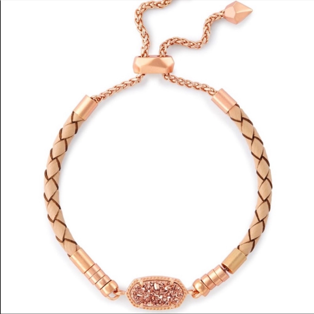 Kendra Scott rosegold drusy Cruz leather bracelet